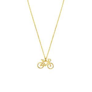 14K Solid Real Gold Mini Bicycle Pendant Necklace